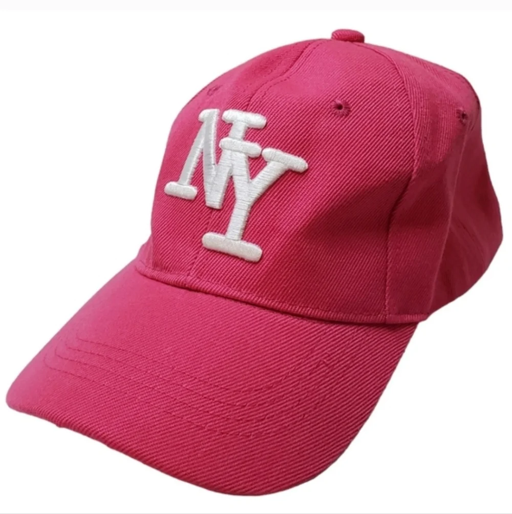 NY Embroidered Hot Pink Baseball Cap - Adjustable Y2K Style
